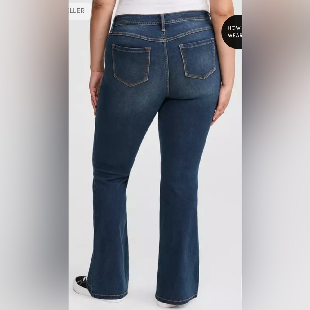 Plus Size Dark Blue Bootcut Jeans - Classic Comfort - Picture 2 of 9